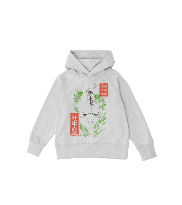 Bluza dziecięca, szara - Zodiak Byk - Japoński Kanji
